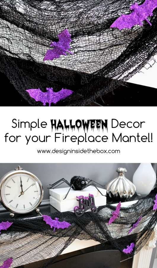 Simple Halloween Decorations for the Fireplace Mantel! www.designinsidethebox.com